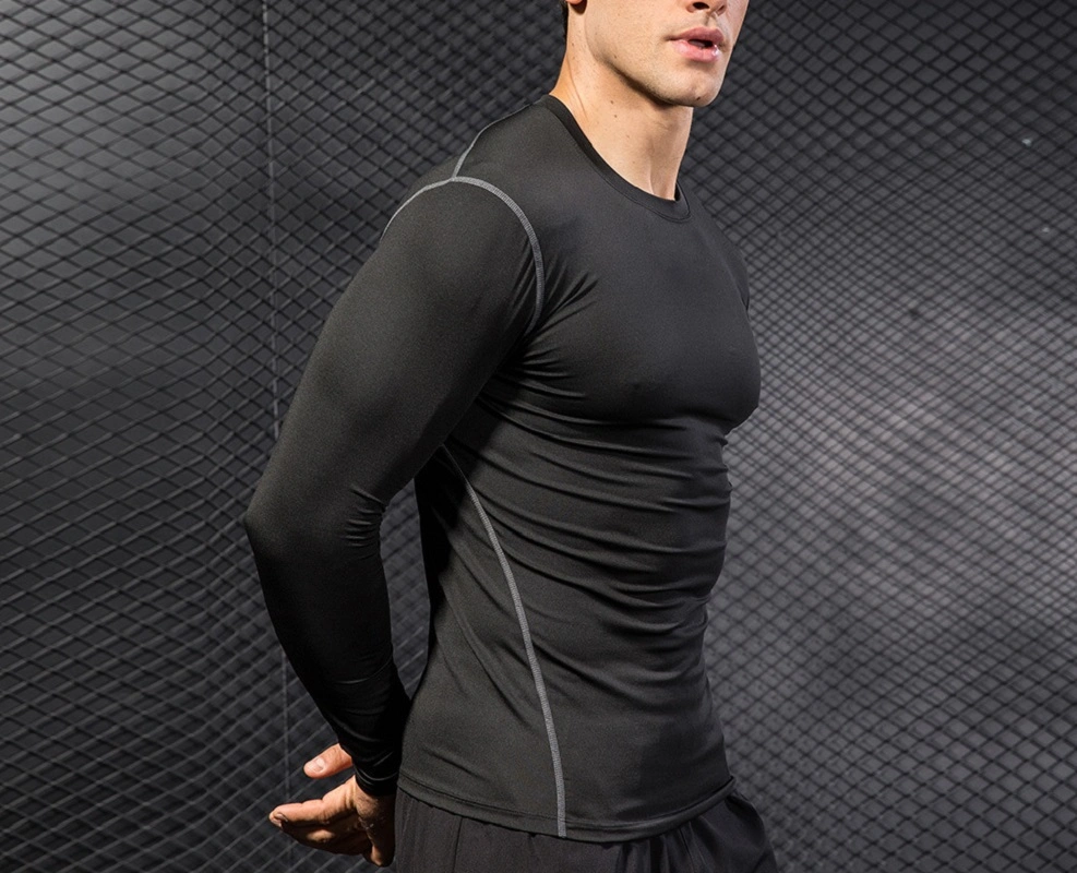 Men Compression Tops Running Gym Workout Sports Fitness Running Long Sleeves Dry-Fit Base Layer, Training Base Layer Thermal Long Sleeve Esg14451