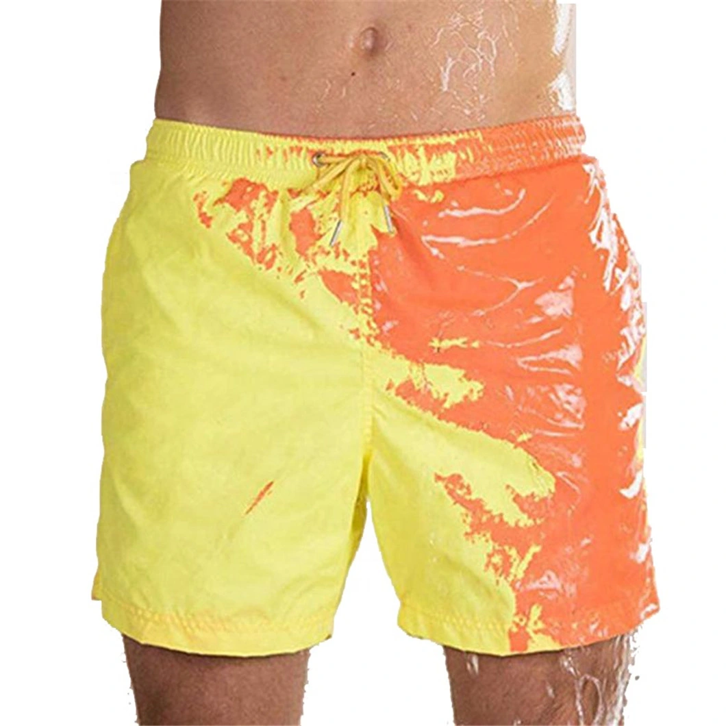 Unisex Beach Trunks Quick-Dry Swimming Trunks Three-Color Temperature-Sensitive Shorts Summer Home Boxers for Men and Women